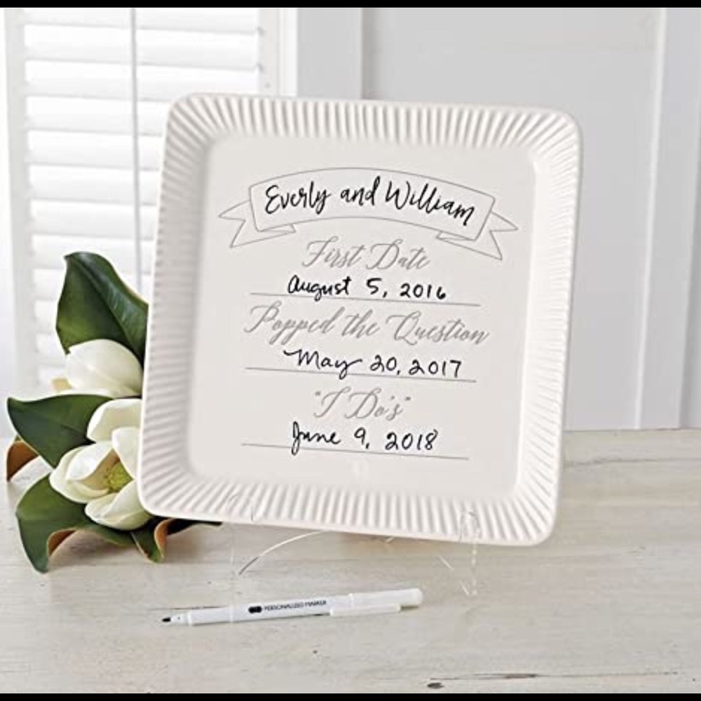 Mud Pie Personalized Wedding Plate ~ 11” Square